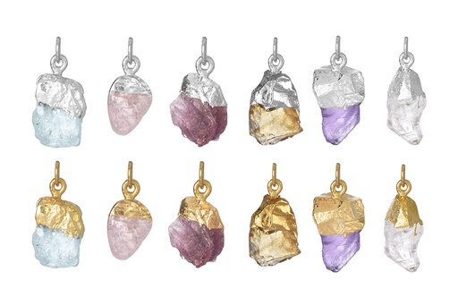 Sterling silver semi precious rough stone pendant