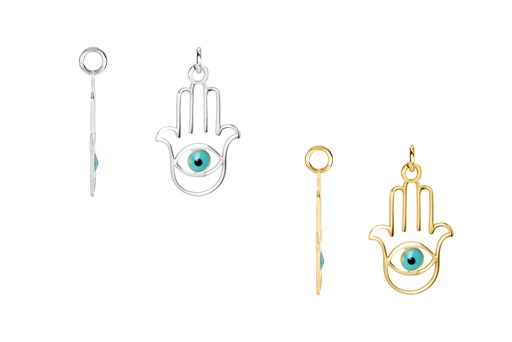 Sterling silver hand of fatima & turkish eye enamel pendant