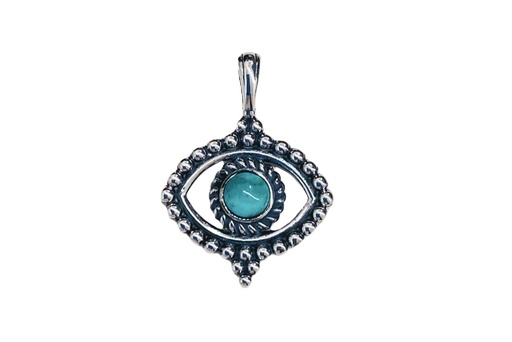 [16107PGTUOX] Sterling silver turkish eye pendant