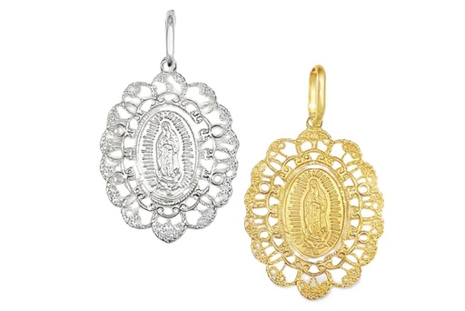 Colgante plata 925 medalla virgen guadalupe labrada 24x20mm