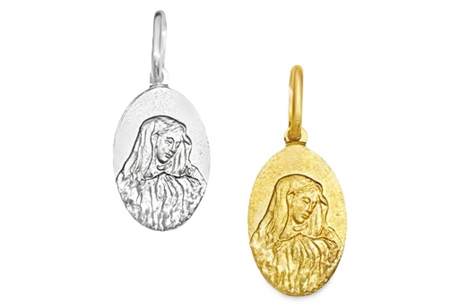 Colgante plata 925 medalla ovalada virgen 16x11mm