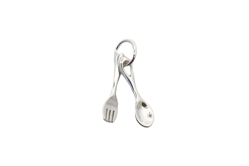 [16266PPL] Sterling silver spoon & fork charm