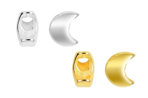 Entrepieza plata 925 pasante mini luna