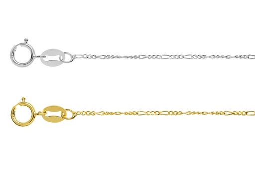 Sterling silver 1.3mm 2 sided diamond cut figaro chain 035 necklace