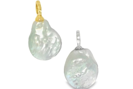 Sterling silver 16-17.5mm baroque freshwater cultured pearl pendant
