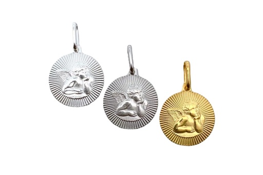 Colgante plata 925 medalla gallonada con angelito