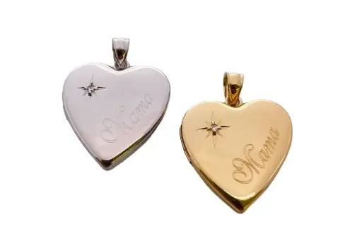 Colgante plata 925 portafotos corazon mama con rosa de los vientos cz