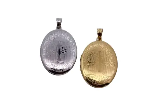 Sterling silver tree of life design oval locket pendant 20x26mm