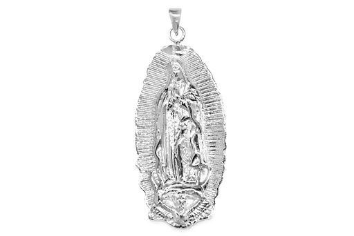[17854PPL] Sterling silver virgin of guadalupe 39x18mm pendant