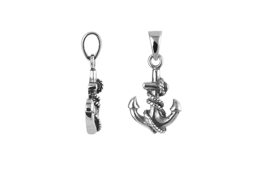 [17973POX] Sterling silver 17x11mm anchor pendant