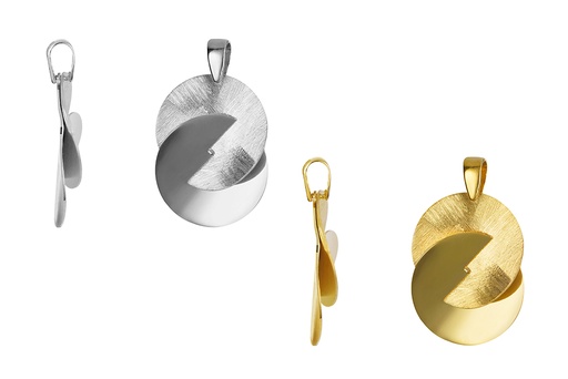 Sterling silver interlocked circles with mixed finish pendant