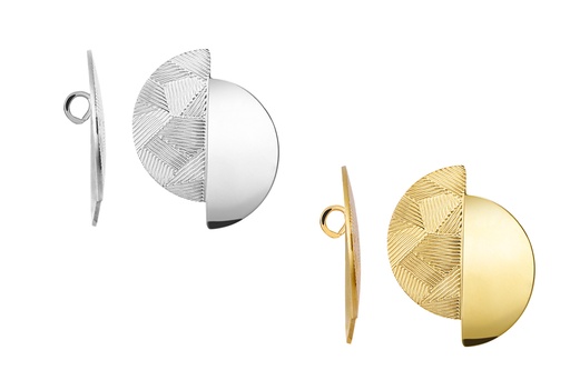 Sterling silver two semicircles with engraved patterns pendant