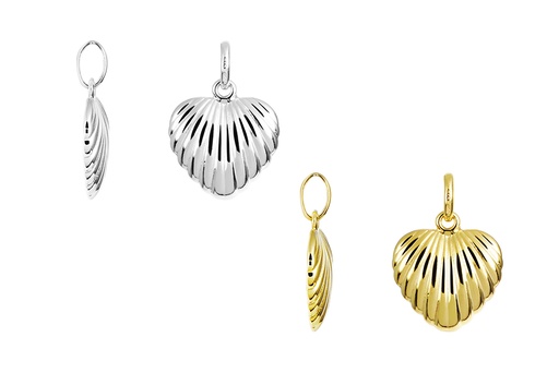 Sterling silver 16x15mm grooved heart pendant