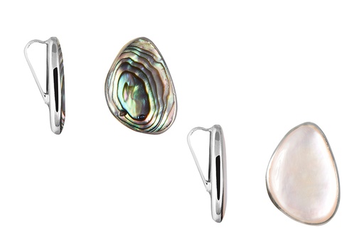 Sterling silver mother of pearl and abalone irregular shape pendant