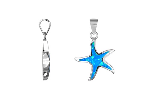 [18406PGOPRD] Sterling silver blue opal starfish pendant