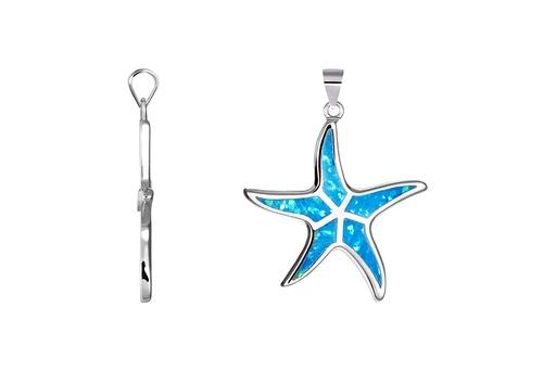 [18410PGOPRD] Sterling silver blue opal starfish pendant