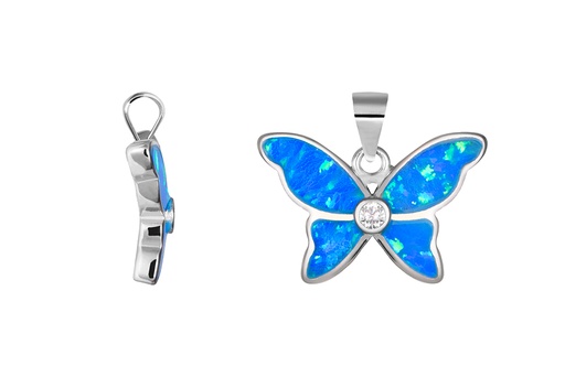 [18429PGOPRD] Colgante plata 925 mariposa 12x19mm con zirocnita blanca