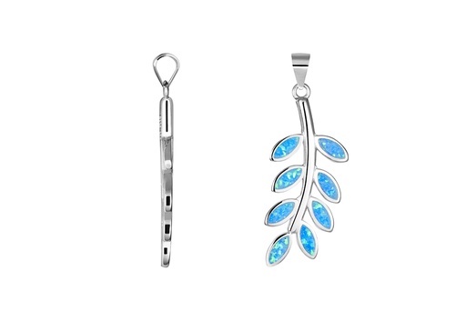 [18430PGOPRD] Sterling silver branch and leaves 26x11mm pendant