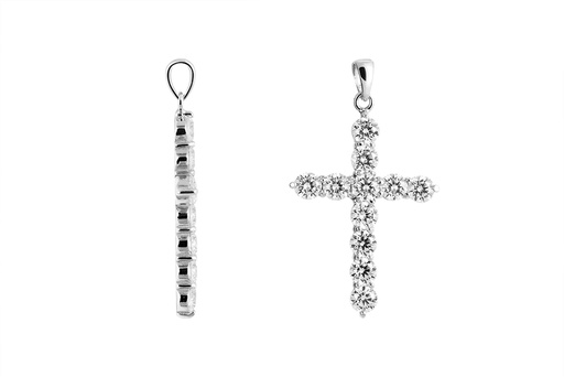 [18470PZBLRD] Sterling silver zirconia cross pendant