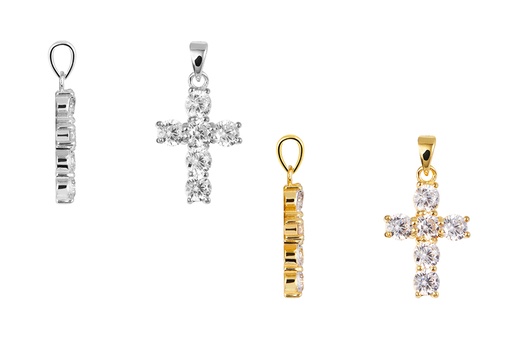 Sterling silver zirconia cross pendant