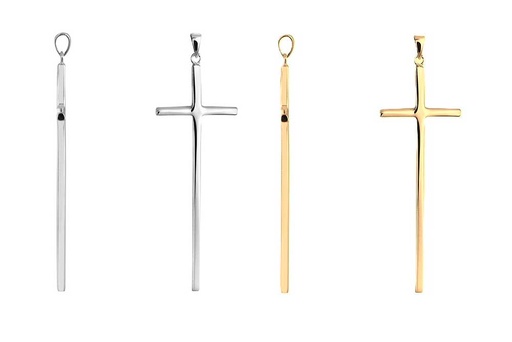 [18488PPL] Sterling silver 60x22mm cross pendant