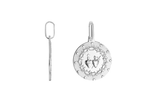 Sterling silver jesus and mary sacred heart pendant