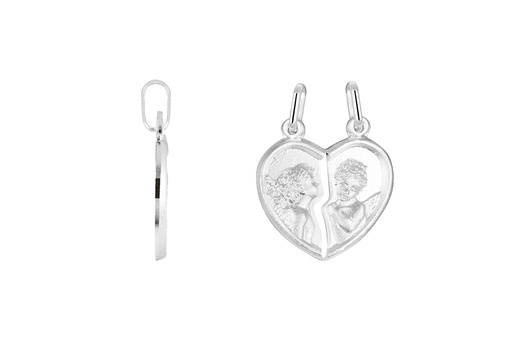 [18512PMAPL] Sterling silver two hearts and little angels pendant