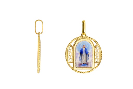 [18515PDO] Colgante plata 925 medalla virgen milagrosa 23x21mm